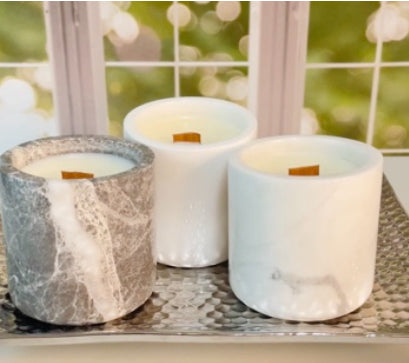 Luxury. Candles in Natural Marble.