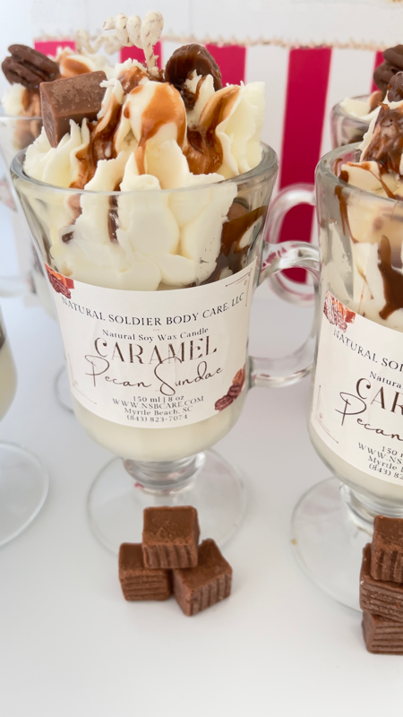 Caramel pecan crunch sundae Soy candle